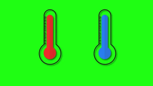 Teploměr Zelené Obrazovky Animace Jednoduchý Teplotní Vzestup Animace Měření Teploty — Stock fotografie