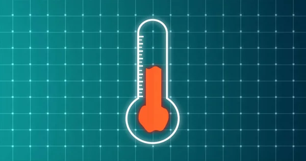 ガラス水銀温度計内部の地球温暖化による温度上昇 温度計のスケールの表示器の動きのグラフィック 天気データビジュアル — ストック写真