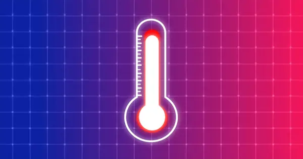 由于玻璃水银温度计内的全球变暖而导致气温上升 温度表刻度指示器运动图形 天气数据可视化 — 图库照片