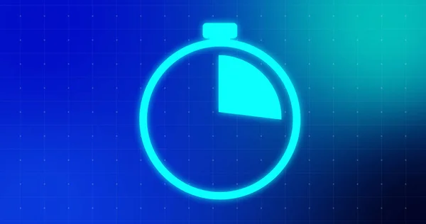 Modern trendy stylish 2D countdown timer animation in digital technology colors. Futuristic stopwatch start stop motion graphic.