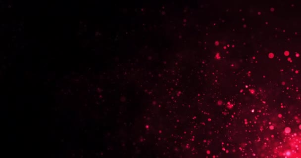 红色水下尘埃微粒在边缘光线下运动微小的来源4K鱼群的足部 微粒奢侈奢侈浮雕平整的背景 闪光的奖品显示灰尘 尾波闪耀的仙尘 — 图库视频影像
