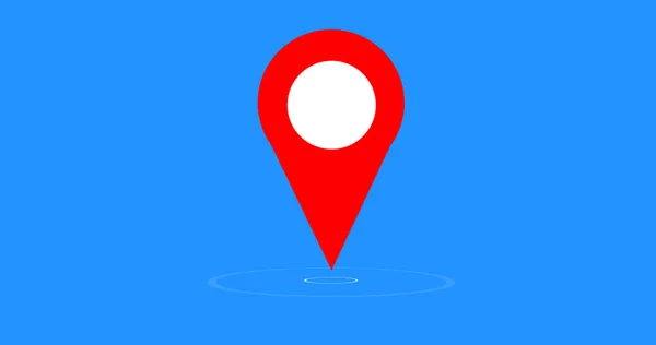 Ortsmarkierung Animation Pinzeiger Auf Dem Grünen Hintergrund Der Karte Ortsschild — Stockfoto