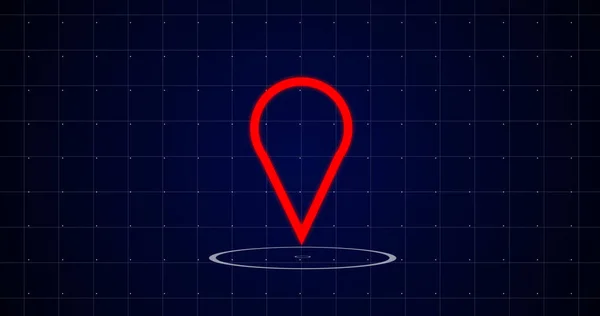 三维定位指针 在其下方形成圆圈 现场位置共享 和网络安全概念三维地图标记技术Bg Gps方向路径定位器 — 图库照片
