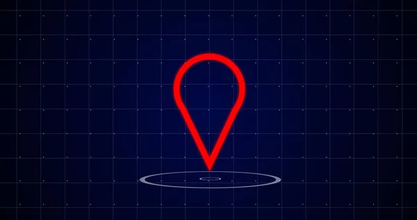 三维定位指针 在其下方形成圆圈 现场位置共享 和网络安全概念三维地图标记技术Bg Gps方向路径定位器 — 图库照片