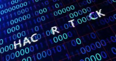 Hacker saldırı sistemi 4K 'deki bilgisayar arızası virüs inter sistemi hackleme konsepti animasyonuna sızdı. Siber güvenlik veri ihlali kötü amaçlı yazılım sistemi çökme hatası Mesaj arkaplanı oluşturur.