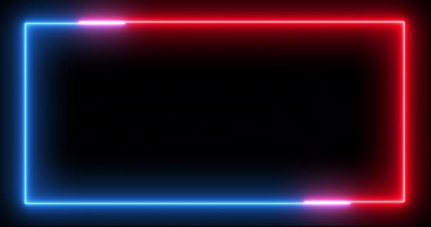 Neon Glödande Rektangulär Ram Bakgrund Rörelse Grafisk Animation Uhd Upplösning — Stockvideo
