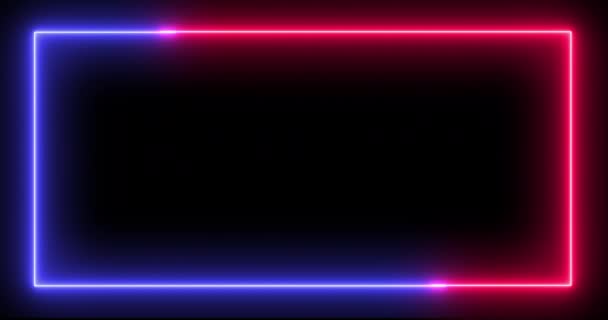 Neon Świecący Prostokątny Ramka Tło Ruch Graficzny Animacja Rozdzielczości Uhd — Wideo stockowe