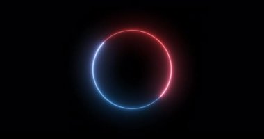 4K 'de parlak daireler şeklinde parlak, fütüristik neon renkli dairesel çizimler. 4096x2160 'ta parlayan neon şeklindeki dairesel bg' nin animasyon videosu. Neon ışıkları. 4K daire ışıkları görüntüleri.