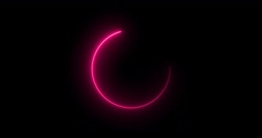 4K 'de parlak daireler şeklinde parlak, fütüristik neon renkli dairesel çizimler. 4096x2160 'ta parlayan neon şeklindeki dairesel bg' nin animasyon videosu. Neon ışıkları. 4K daire ışıkları görüntüleri.