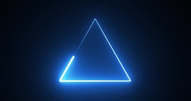 4K neon parlayan üçgen döngü arka plan hareketi hızlı fütüristik teknoloji bg. Kusursuz 3D rendelenmiş modaya uygun neon üçgen görüntüler 4096x2160. Konser toplantısı slayt gösterisi arkaplanı.