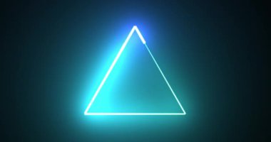 4K neon parlayan üçgen döngü arka plan hareketi hızlı fütüristik teknoloji bg. Kusursuz 3D rendelenmiş modaya uygun neon üçgen görüntüler 4096x2160. Konser toplantısı slayt gösterisi arkaplanı.