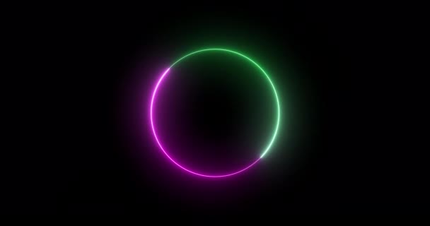 Futuristiska Neonfärgade Retro Stil Glödande Cirklar Rörelse Grafik Loop Animation — Stockvideo