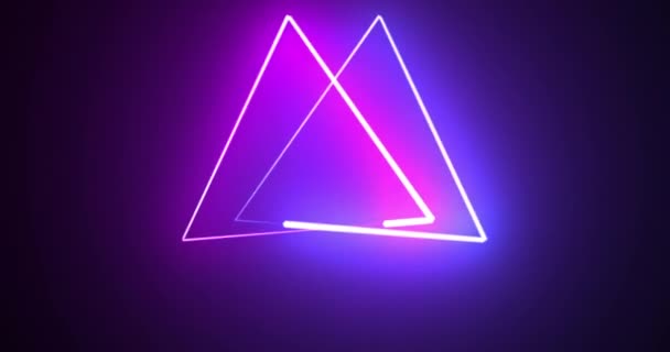 Neon Zářící Trojúhelník Smyčka Pozadí Pohyb Grafické Rychlé Futuristické Technologie — Stock video
