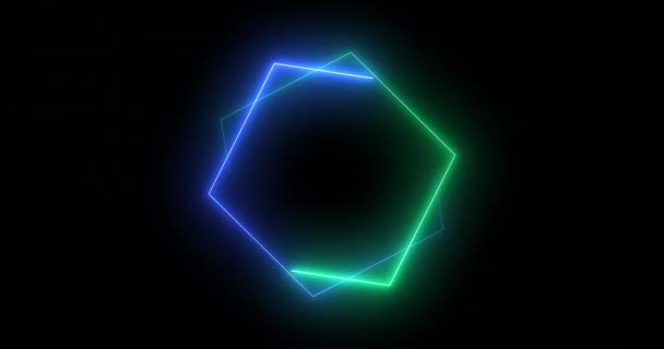 Snel Bewegende Zeshoek Neon Verlichting Retro Stijl Futuristische Technologie Motion — Stockvideo