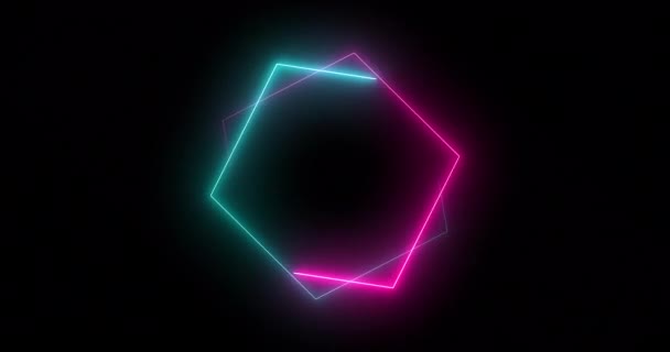 Snabba Hexagon Neon Lampor Retro Stil Futuristiska Teknik Rörelse Grafik — Stockvideo