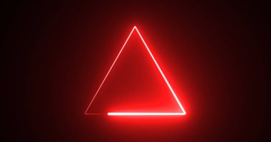 Neon parlayan üçgen arka plan hareketi grafik hızlı fütüristik teknoloji bg. Kusursuz 3D render modaya uygun neon üçgen. Konser toplantısı slayt gösterisi arka planı. Görüntü.