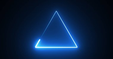 Neon parlayan üçgen arka plan hareketi grafik hızlı fütüristik teknoloji bg. Kusursuz 3D render modaya uygun neon üçgen. Konser toplantısı slayt gösterisi arka planı. Görüntü.