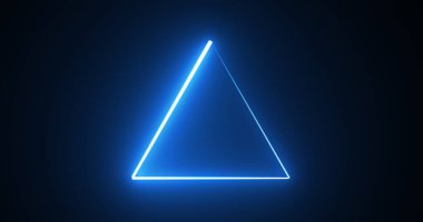Neon parlayan üçgen arka plan hareketi grafik hızlı fütüristik teknoloji bg. Kusursuz 3D render modaya uygun neon üçgen. Konser toplantısı slayt gösterisi arka planı. Görüntü.