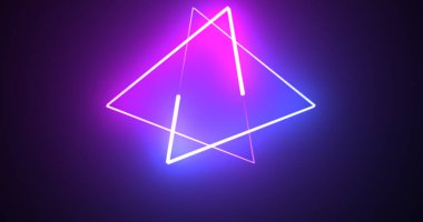 Neon parlayan üçgen arka plan hareketi grafik hızlı fütüristik teknoloji bg. Kusursuz 3D render modaya uygun neon üçgen. Konser toplantısı slayt gösterisi arka planı. Görüntü.
