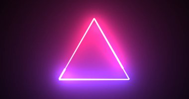 Neon parlayan üçgen arka plan hareketi grafik hızlı fütüristik teknoloji bg. Kusursuz 3D render modaya uygun neon üçgen. Konser toplantısı slayt gösterisi arka planı. Görüntü.