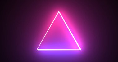 Neon parlayan üçgen arka plan hareketi grafik hızlı fütüristik teknoloji bg. Kusursuz 3D render modaya uygun neon üçgen. Konser toplantısı slayt gösterisi arka planı. Görüntü.
