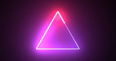 Neon parlayan üçgen arka plan hareketi grafik hızlı fütüristik teknoloji bg. Kusursuz 3D render modaya uygun neon üçgen. Konser toplantısı slayt gösterisi arka planı. Görüntü.