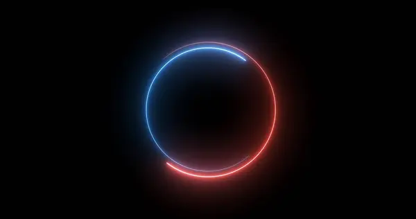 Futuristic neon-colored retro-style glowing circles motion graphic. Loop animation video of neon glowing stylish circle shape bg. Neon lights.  circle lights illustration.
