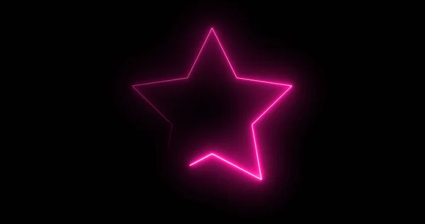 Neon star moving light animation for VJ Loop disco and Club BG. Black background star neon motion graphic.Glamour glitter backdrop for a holiday celebration party. Stage light star illustration.
