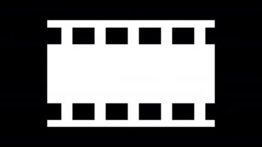 Animasyon Film makarası kaseti 4K yeşil ekran arka planında hareket grafiği oluşturuyor. Makara simgesi animasyonu. UHD 'de yatay film karesi canlandırması. 