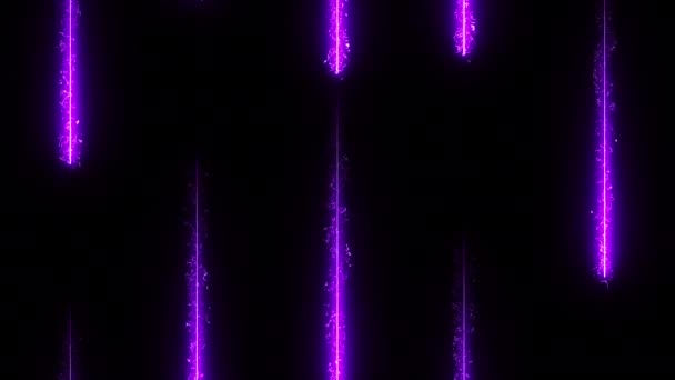 Lichte Deeltjes Sporen Neerslag Animatie Energie Licht Kleurrijke Stralen Vallen — Stockvideo
