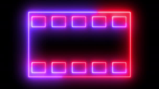 Animace Páskové Pásky Neonového Filmu Černém Pozadí Animovaný Retro Styl — Stock video