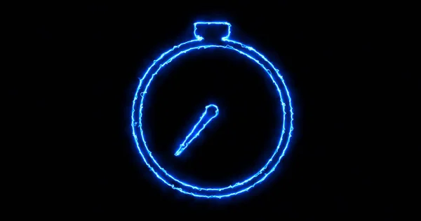 Burning fire-like stopwatch icon motion graphic on a black background. Stopwatch clock animation. Timer stop dial start and stop.