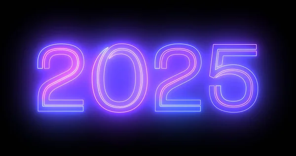 2025 Glad Nyårsafton Nattklubb Fluorescerande Neon Tecken Bakgrund Glittrande Firande — Stockfoto