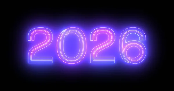 2026 Fundo Sinal Néon Fluorescente Boate Véspera Ano Novo Feliz — Fotografia de Stock
