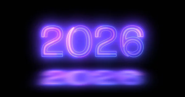 2026 Szczęśliwego Nowego Roku Klub Nocny Fluorescencyjny Neon Tle Znak — Zdjęcie stockowe