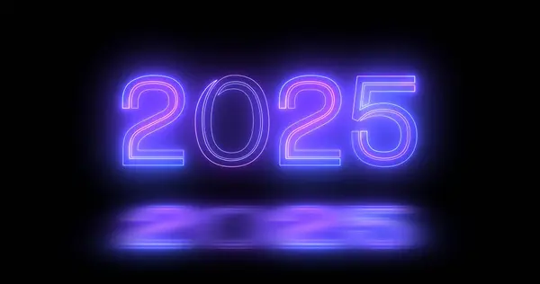 2025 Feliz Año Nuevo Club Nocturno Fluorescente Neón Signo Fondo — Foto de Stock