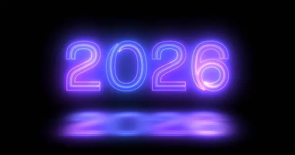 2026 Szczęśliwego Nowego Roku Klub Nocny Fluorescencyjny Neon Tle Znak — Zdjęcie stockowe