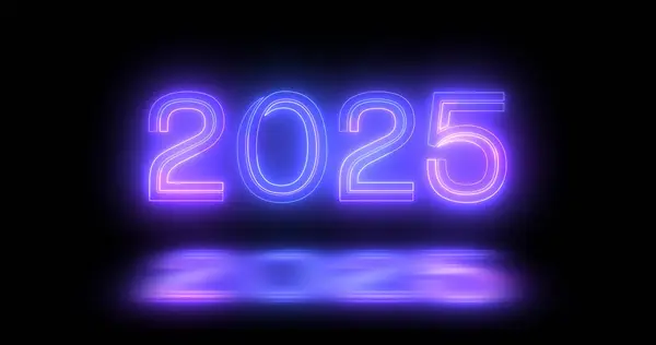 2025 Feliz Año Nuevo Club Nocturno Fluorescente Neón Signo Fondo —  Fotos de Stock