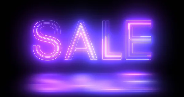 Sale Diskon Animasi Neon Teks Tipografi Latar Belakang Hitam Penjualan — Stok Foto