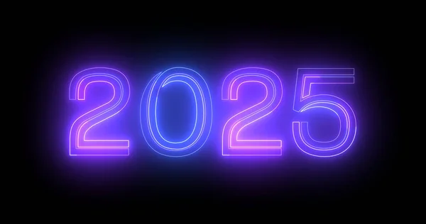 2025 Glad Nyårsafton Nattklubb Fluorescerande Neon Tecken Bakgrund Glittrande Firande — Stockfoto
