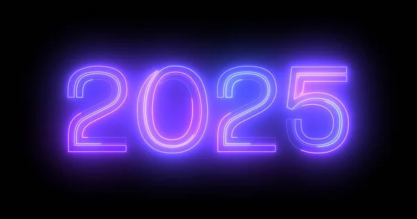 2025 Happy New Year Eve Nightclub Fluorescent Neon Sign Background — Stock Photo, Image