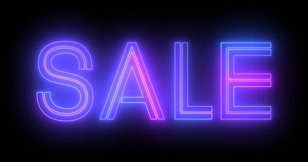 Prodej Sleva Animovaný Neonový Text Typografie Pozadí Černé Barvě Prodej — Stock fotografie