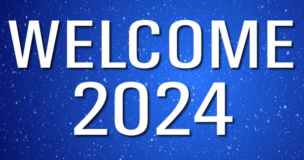Welcome 2024 Animated Elegant Snowfall Background New Beginning Endless Opportunities — Stock Photo, Image