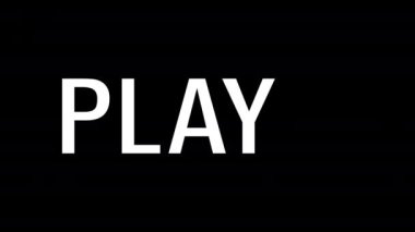 Siyah arka planda 4K klasik eski tarz oyun ikonu animasyonu. Multimedya televizyonu yüksek çözünürlüklü video oynatıcı sembolü. Yayın düğmesi gürültüsü bg.