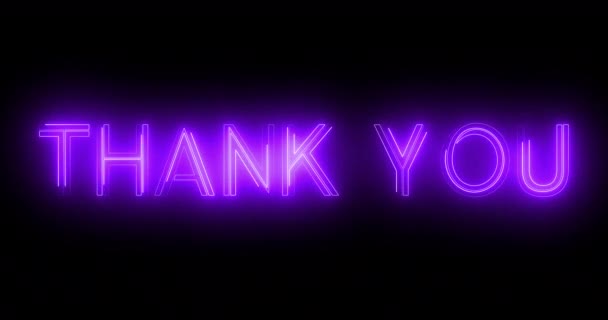 4Kネオンレトロスタイルトレンディな感謝感謝感謝感謝祭の暗い背景でテキストアニメーション 光沢のあるスタイリッシュな感謝メッセージを表現してくれてありがとう Uhdの高品質のサインボード広告資産 — ストック動画