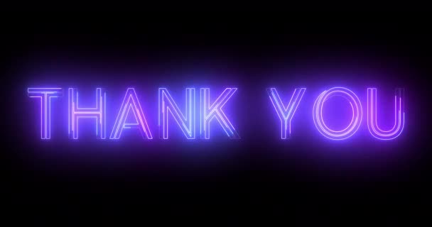 Neon Ρετρό Στυλ Trendy Thank You Κείμενο Animation Σκούρο Φόντο — Αρχείο Βίντεο