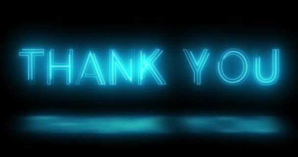 4Kネオンレトロスタイルトレンディな感謝感謝感謝感謝祭の暗い背景でテキストアニメーション 光沢のあるスタイリッシュな感謝メッセージを表現してくれてありがとう Uhdの高品質のサインボード広告資産 — ストック動画