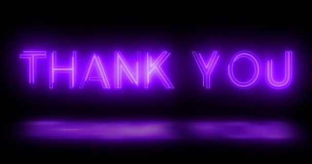 Ретро Трюки Стиле Neon Спасибо Текстовой Анимации Темном Фоне Подачу — стоковое видео