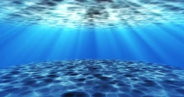 リアルな超現実的な水中座礁した移動水のアニメーション カメラズームで水中を移動する海洋波のループアニメーション Uhdのサンビーム静けさ透明な海水 — ストック動画