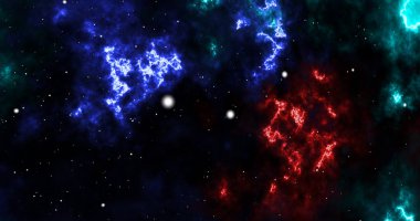 Karanlık 3d döngü-mümkün uzay arkaplan renkli uzay galaksisi bulutları yıldız hareketli, kamera hareketli bulutlar. Gizemli sonsuz nebula takımyıldızı kozmik evren yabancı hayal gücü.